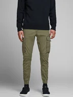 Spodnie sportowe męskie - JACK & JONES Spodnie męskie Bawełna Zielony GR36202 - Rozmiar: W32_L32 - miniaturka - grafika 1