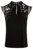 Koszulki i topy damskie - Morgan Empiècement Dentelle Dsin T-shirt damski, Czarny (Noir Noir), XS - miniaturka - grafika 1