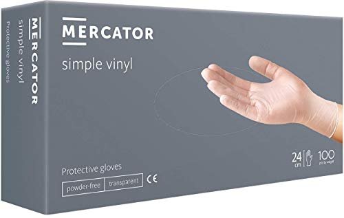 Mercator Rękawice winylowe SIMPLE VINYL, pudrowane, transparentny kolor, rozmiar: XL - 100 sztuk