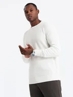 Swetry męskie - Sweter męski raglan z prążkowanymi rękawami biały V1 OM-SWSW-0144 XL - miniaturka - grafika 1