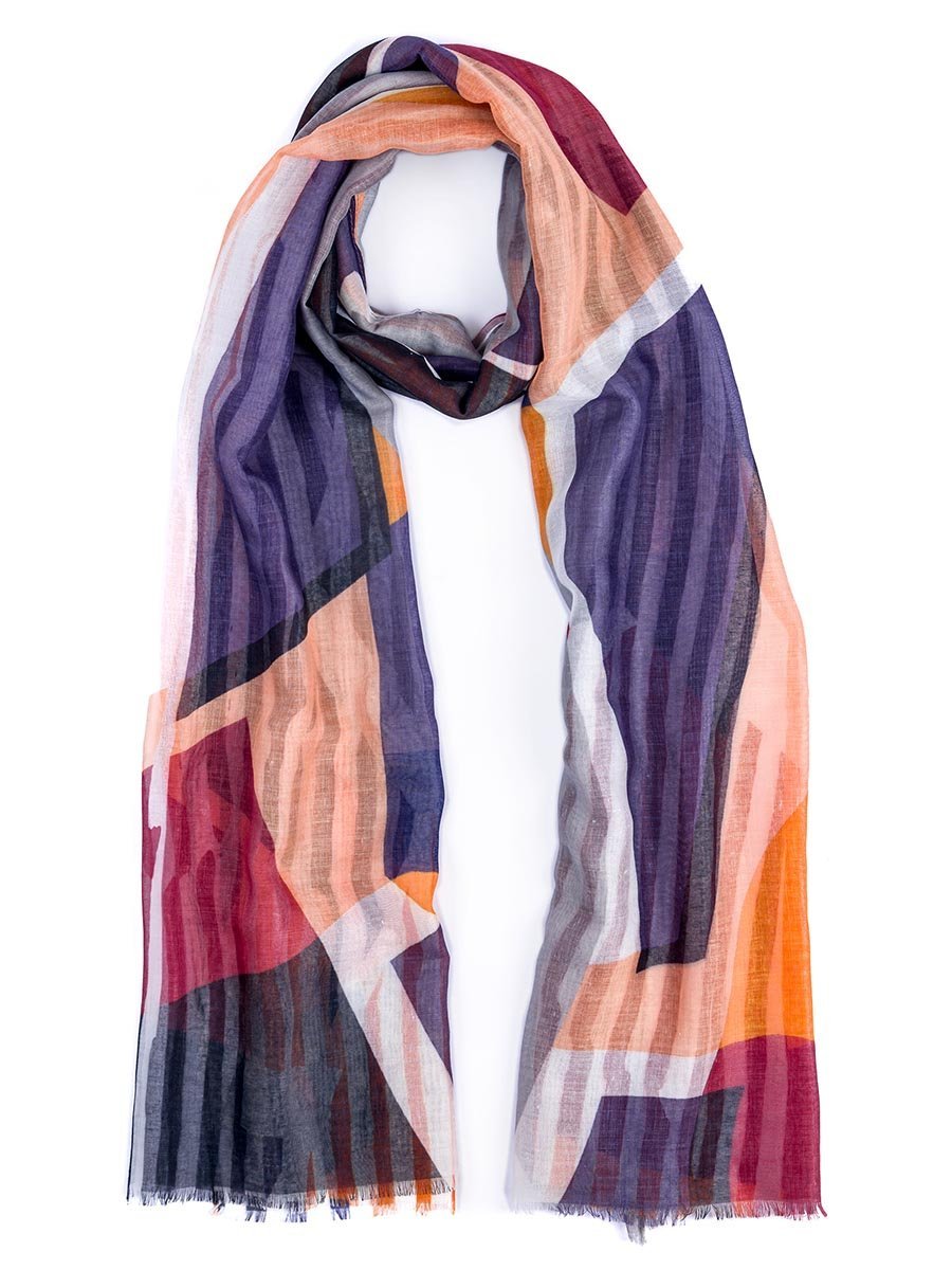 Damski szalik lekki graficzny nadruk wielokolorowy Passigatti