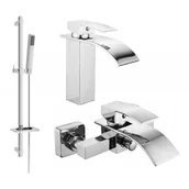 Baterie umywalkowe - Mexen Aries DQ77 zestaw wannowy, chrom - miniaturka - grafika 1