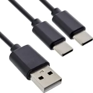 Kable USB - InLine® USB 2in1 Y-Ladekabel, 1x USB-A Stecker an 2x USB-C Stecker, schwarz 0,5m - miniaturka - grafika 1