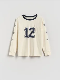 Reserved - Bawełniany longsleeve - złamana biel - Bluzki dla chłopców - miniaturka - grafika 1