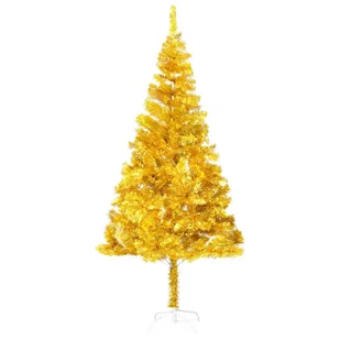 vidaXL Lumarko Sztuczna choinka ze stojakiem, złota, 240 cm, PET 329186 - Choinki - miniaturka - grafika 1