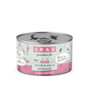 GRAU Adult bez zbóż, 12 x 200 g - Kurczak i cielęcina - Mokra karma dla kotów - miniaturka - grafika 1