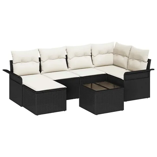 Zestaw Sof Ogrodowych Modularnych Czarno-Biały, Rattan, 4 Elementy