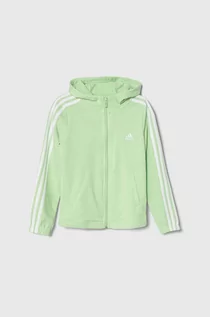 Bluzy dla chłopców - adidas bluza dziecięca kolor zielony z kapturem z aplikacją - grafika 1