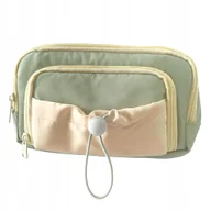 Piórniki - Duży Piórnik Szkolny dwukomorowy zielony organizer na przybory dziecka - miniaturka - grafika 1