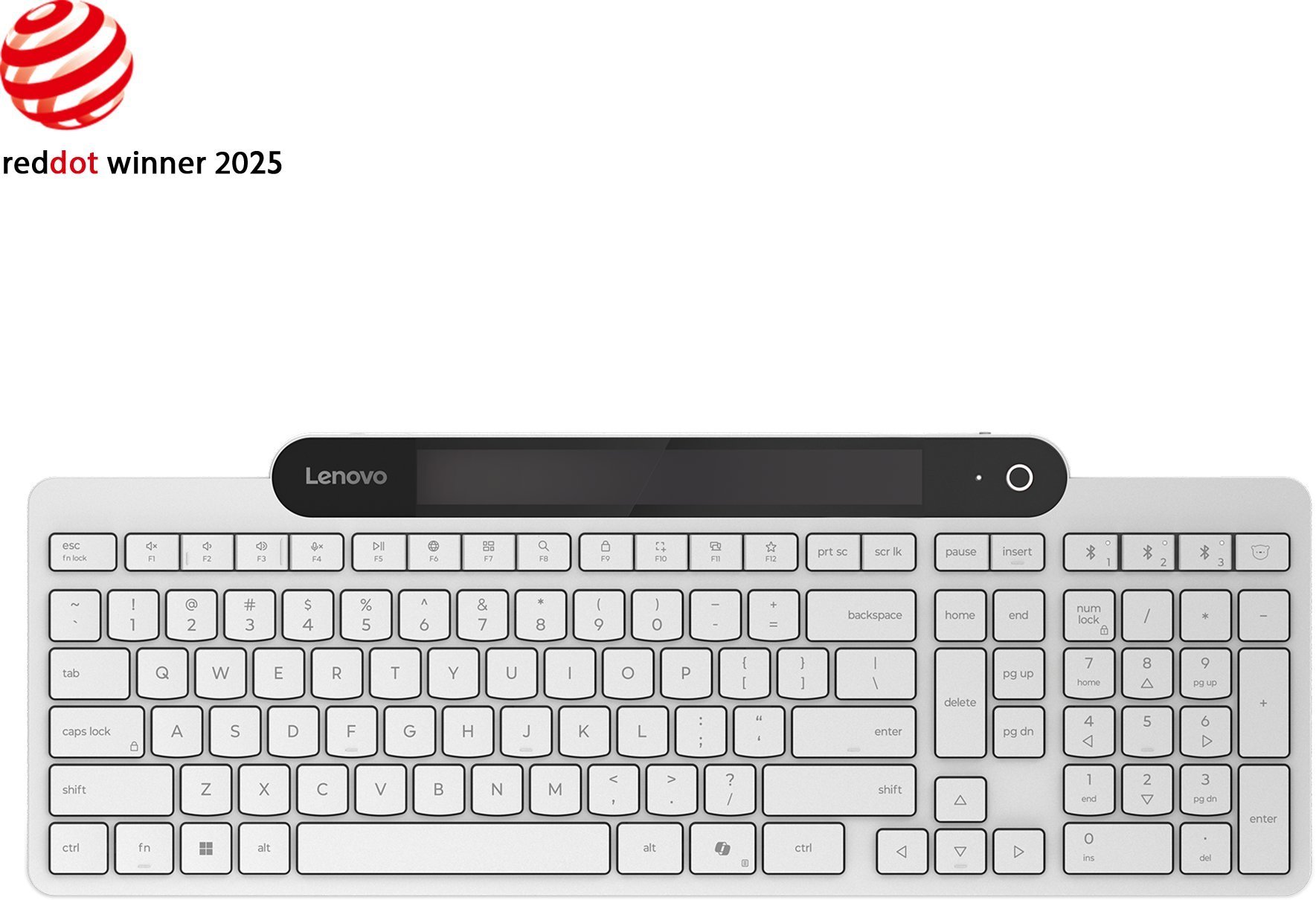Lenovo 800 Self-Charging Bluetooth Keyboard-US English Keyboard Bluetooth US English White GY41R69583