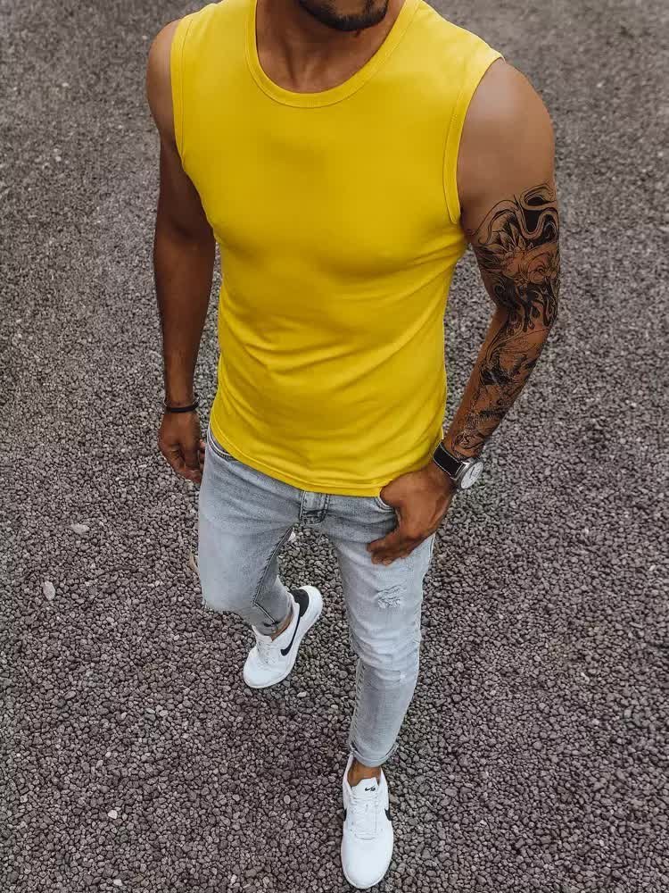 Tank top męski bez nadruku żółty Dstreet RX4920-XL