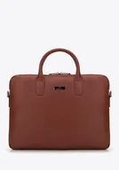 Torby na laptopy - Torba na laptopa 11’’/12’’ skórzana klasyczna brązowa - miniaturka - grafika 1