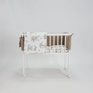 Łóżeczko dziecięce MINI 80x40cm białe z pościelą beżową - safari. - Łóżeczka i kojce - miniaturka - grafika 1