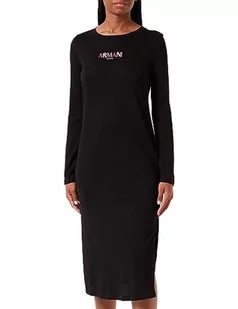 Armani Exchange Damska sukienka z logo Capsule Long T, Schwarz, M - Sukienki - miniaturka - grafika 1
