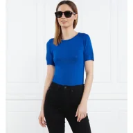 Koszulki i topy damskie - Calvin Klein T-shirt MODAL SILK CREW NECK TOP SS | Slim Fit - miniaturka - grafika 1