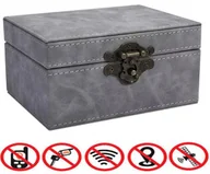 Pudełka i akcesoria na płyty CD - DUŻE PUDEŁKO BLOKUJĄCE SYGNAŁ KLUCZYK KLATKA FARADAYA KEYLESS RETRO SZARY - miniaturka - grafika 1