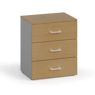 Komoda biurowa do biurek ergonomicznych PRIMO, 740 x 420 x 600 mm, szara / buk - Szafki biurowe - miniaturka - grafika 1