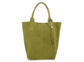 Torebki damskie - Vera Pelle, Torba shopper damska, zielona, T49 - miniaturka - grafika 1