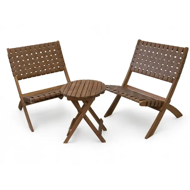 Zestaw Mebli Ogrodowych 2os Balkon Stół 2x Krzesła Avora Akacja Premium