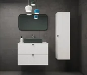 Szafki łazienkowe - Biały komplet mebli łazienkowych słupek i szafka pod umywalkę 80 K3-B57 - miniaturka - grafika 1