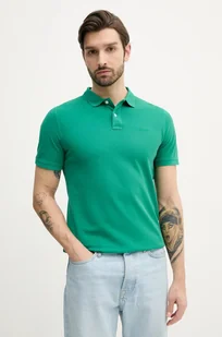 Pepe Jeans polo bawełniane kolor zielony gładki - Koszulki męskie - miniaturka - grafika 1