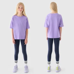 Legginsy Dziewczęce Spodnie 4F Dzianinowe Granatowe 4FJRAW24TTIGF239 Granatowy 164 - Legginsy - miniaturka - grafika 1