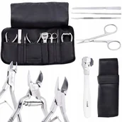 Zestawy do manicure i pedicure - Zestaw kosmetyczny do manicure pedicure cążki radełko nożyczki do paznokci ścinak do pięt do gabinetu SPA srebrny - miniaturka - grafika 1