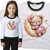 Piżamy dla dziewczynek - Piżama dziecięca Miś W Różowej Sukience Tulący Księżyc Dzień Misia 98/104 - VoloDonum - miniaturka - grafika 1