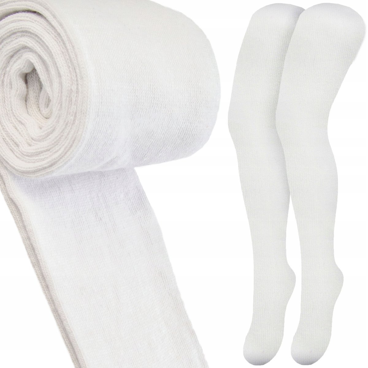 Rajstopy dziecięce gładkie białe rozmiar 116/120