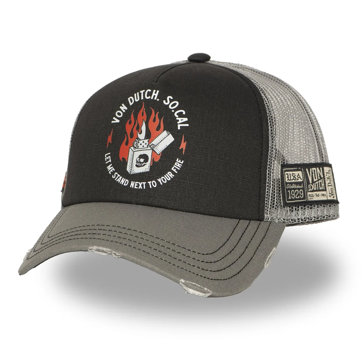 Von Dutch Męska i damska czapka typu Crew, czapka Trucker, regulowana i autentyczna, Czarny/Szary/Biały, rozmiar uniwersalny