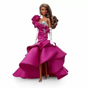 Lalka Barbie Signature Pink Gxl13 - 30 Cm, Brunetka, Silkstone, Suknia Satynowa - Lalki dla dziewczynek - miniaturka - grafika 1