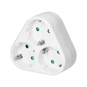 Rozgałęźniki - Orno Rozgałęźnik trójkątny 3x2P+Z (Schuko), biały - miniaturka - grafika 1