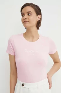 Koszulki sportowe damskie - Pepe Jeans t-shirt NEW VIRGINIA SS N damski kolor różowy PL505202 - grafika 1