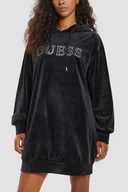 Bluzy damskie - GUESS Сzarna damska długa welurowa bluza Couture - Guess - miniaturka - grafika 1