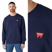 Bluzy męskie - Wrangler SIGN OFF CREW Real Navy bawełniana bluza małe logo REGULAR FIT M - miniaturka - grafika 1
