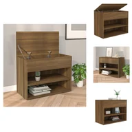 Szafki na buty - vidaXL Ławka na buty brązowa dębowa 60x30x45 cm materiał drewnopochodny - Stojaki i szafki na buty - miniaturka - grafika 1
