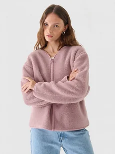 Damski polar sherpa rozpinany Outhorn OTHWAW24TJACF219 - różowy - Bluzy damskie - miniaturka - grafika 1