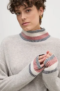Tommy Hilfiger sweter wełniany damski kolor szary z półgolfem WW0WW43239 - Swetry damskie - miniaturka - grafika 1
