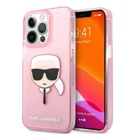 Etui i futerały do telefonów - Karl Lagerfeld KLHCP13LKHTUGLP iPhone 13 Pro / 13 6,1" różowy/pink hardcase Glitter Karl s Head KF000745 - miniaturka - grafika 1