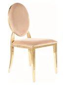 Krzesła - Krzesło glamour do jadalni KING velvet beż BLUVEL 28 na złotym stelażu - miniaturka - grafika 1
