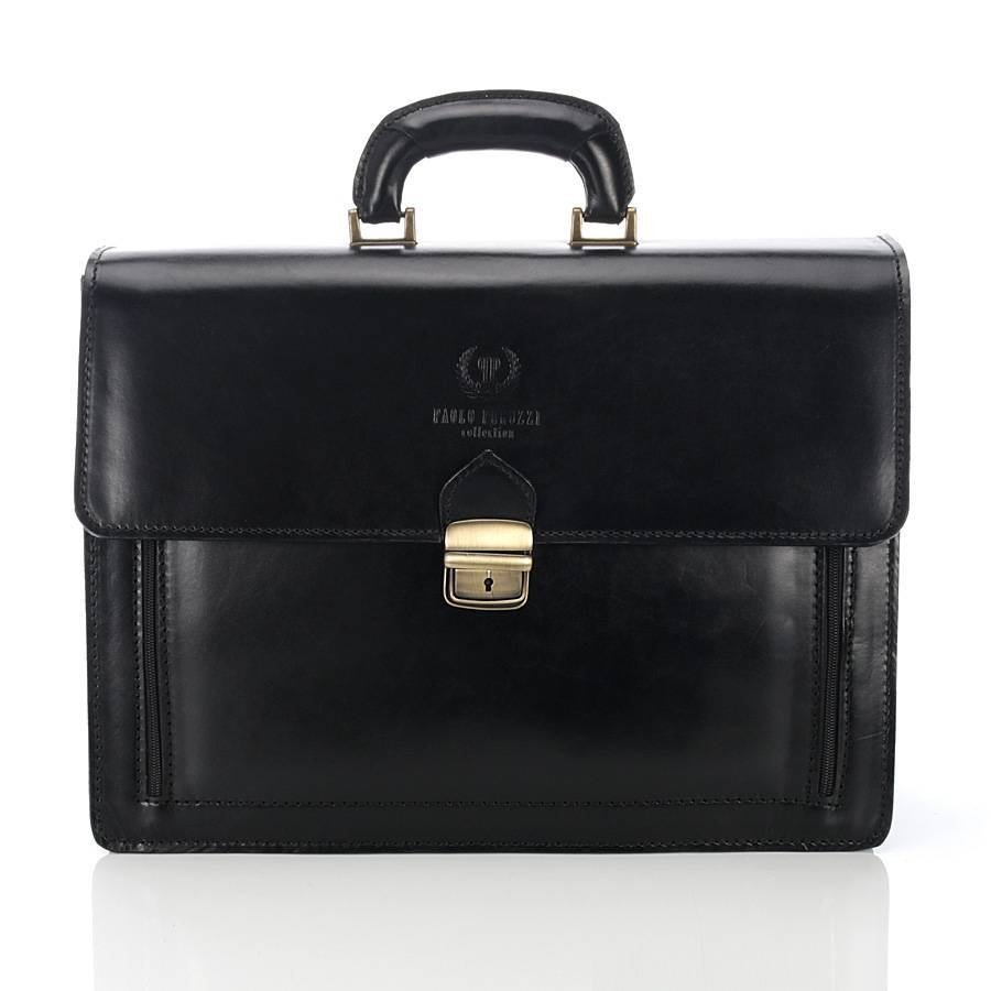 Czarna skórzana teczka męska do pracy na dokumenty