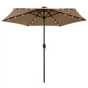 vidaXL Parasol ogrodowy z LED i aluminiowym słupkiem, 270 cm, taupe vidaXL - Parasole ogrodowe - miniaturka - grafika 1