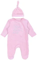 Pajacyki dla niemowląt - Różowe śpiochy, pajacyk + czapeczka 6-9 m 74 cm - miniaturka - grafika 1