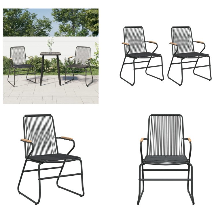 vidaXL Krzesła ogrodowe 2 szt. czarne 58x59x85,5 cm PVC Rattan - Krzesło ogrodowe - Krzesła ogrodowe - Krzesło do salonu - Krzesło na patio
