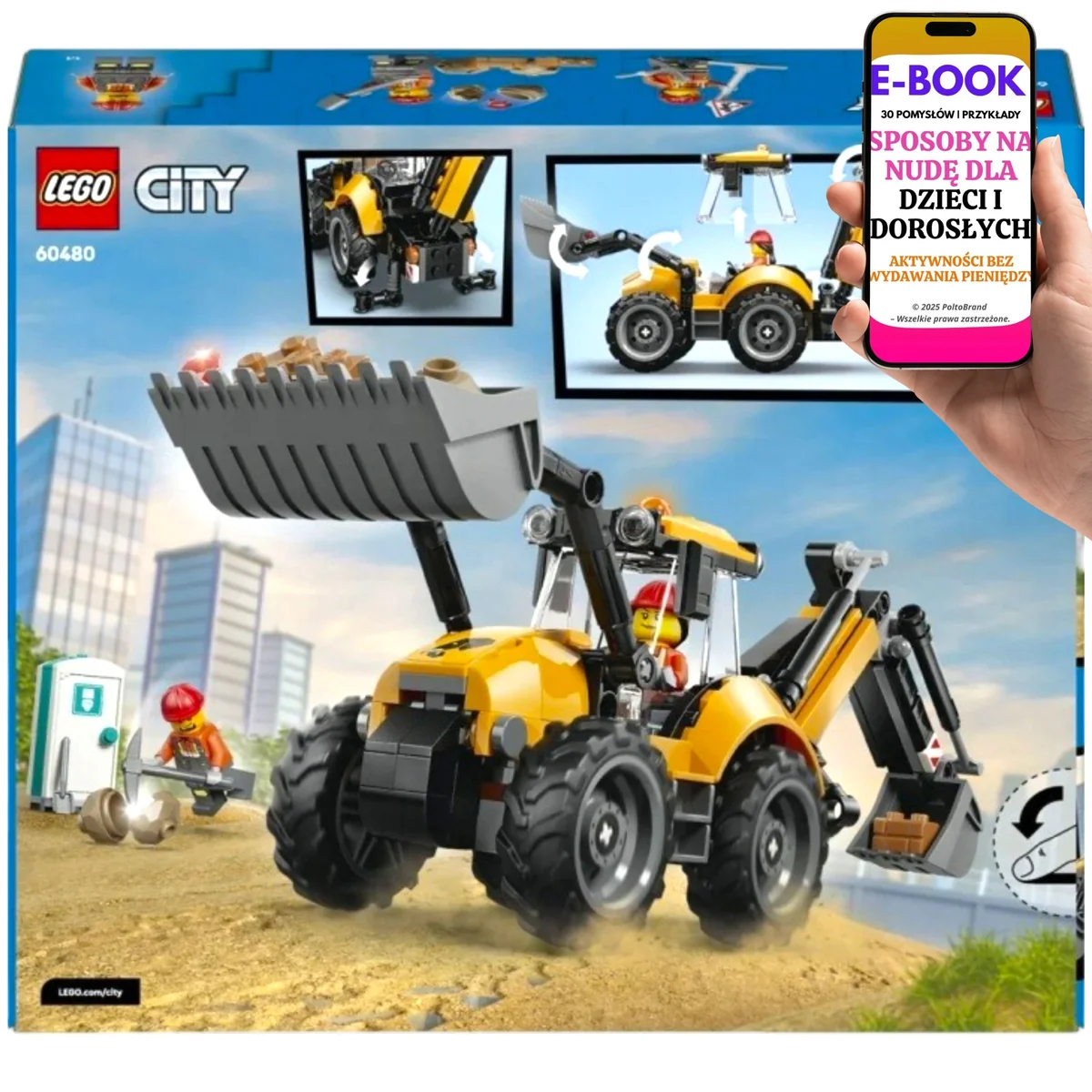 LEGO Koparka Budowlana 60480 • 301 klocków • ruchome ramię i łyżka