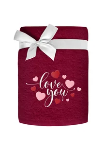Ręcznik 50x90 Love You bordowy Haft Love bawełniany 450 g/m2 Faro - Ręczniki - miniaturka - grafika 1