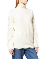 Swetry damskie - NA-KD Damski sweter z dzianiny z wysokim dekoltem, biały, 46 - miniaturka - grafika 1