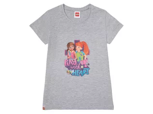 Koszulki dla dziewczynek - Lego T-shirt dziewczęcy z nadrukiem (98/104, Szary) 5700968008234 - grafika 1