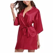 Bielizna nocna - Satynowy szlafrok damski satyna podomka - S - miniaturka - grafika 1