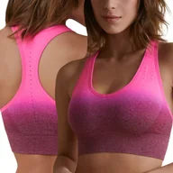 Biustonosze - Biustonosz Sportowy Bezszwowy Stanik Oddychający Top Bokserka Różowy XL - miniaturka - grafika 1